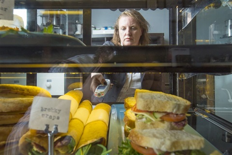 Barbara doing food safety testing