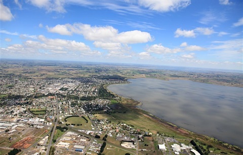 Aerial view of Lake Colac