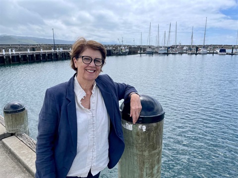 Mayor Marg White at Apollo Bay Port.jpg