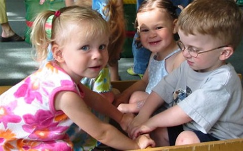 Three children playing