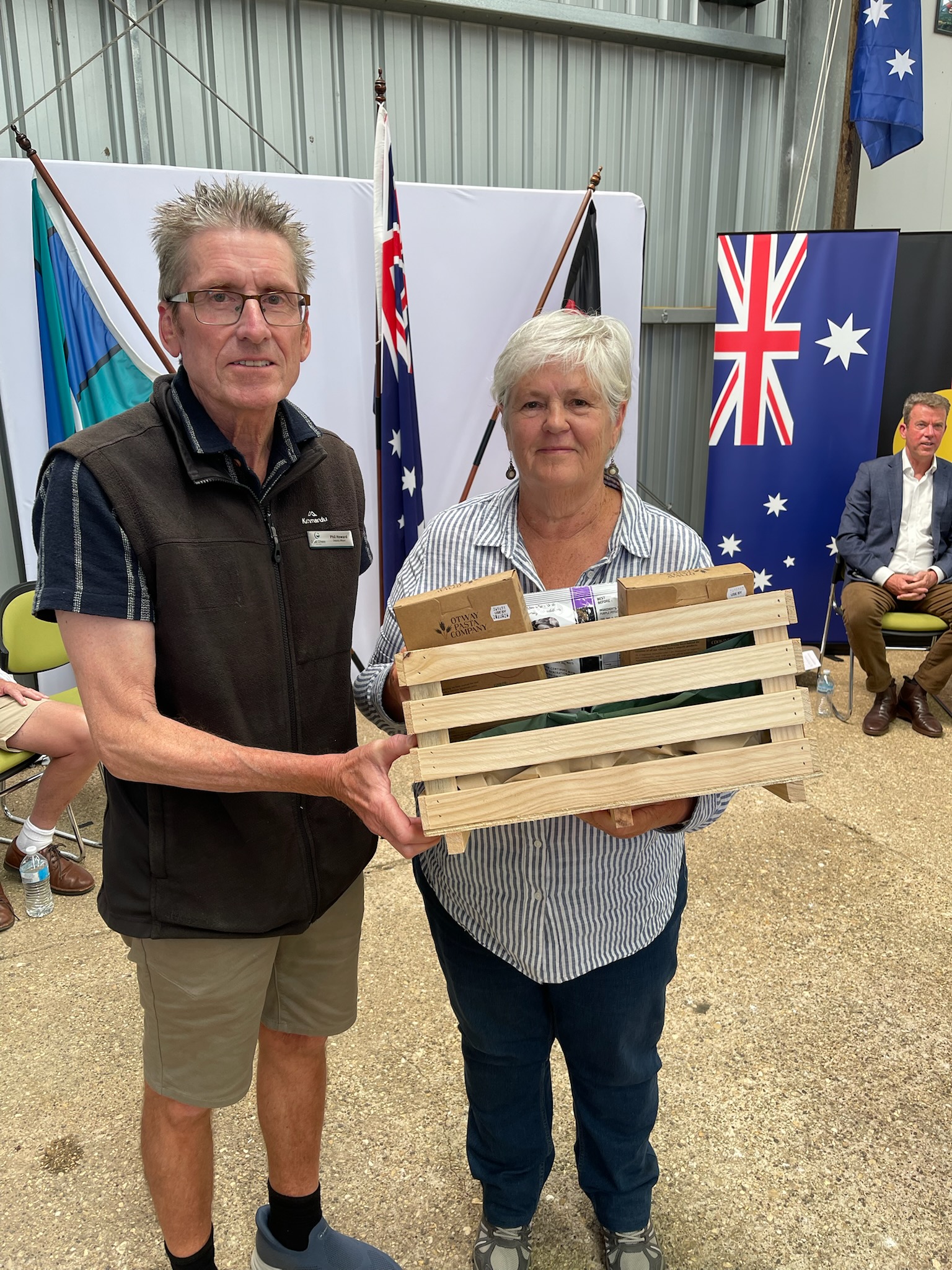 Winner Apollo Bay Historical Society representative with Cr Phil Howard