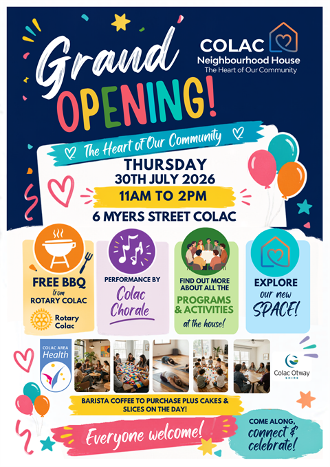 Colac Neighbourhood House Grand Opening Invite