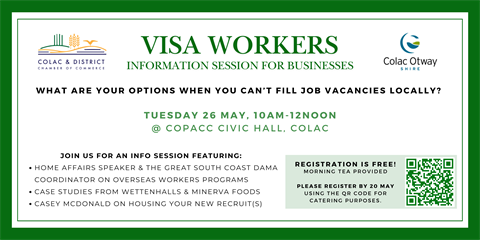 Invitation to Visa Workers Info Session for Businesses, 26 May