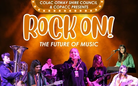 Young performers on stage at the Colac Otway Youth Music Showcase, sharing original music and celebrating local talent in a vibrant community event.